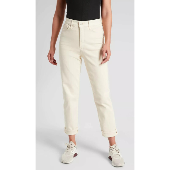Athleta Denim - Athleta Sculpek Flex Straight Leg Ankle Jean High Rise Bone Yellow Cream Size 4